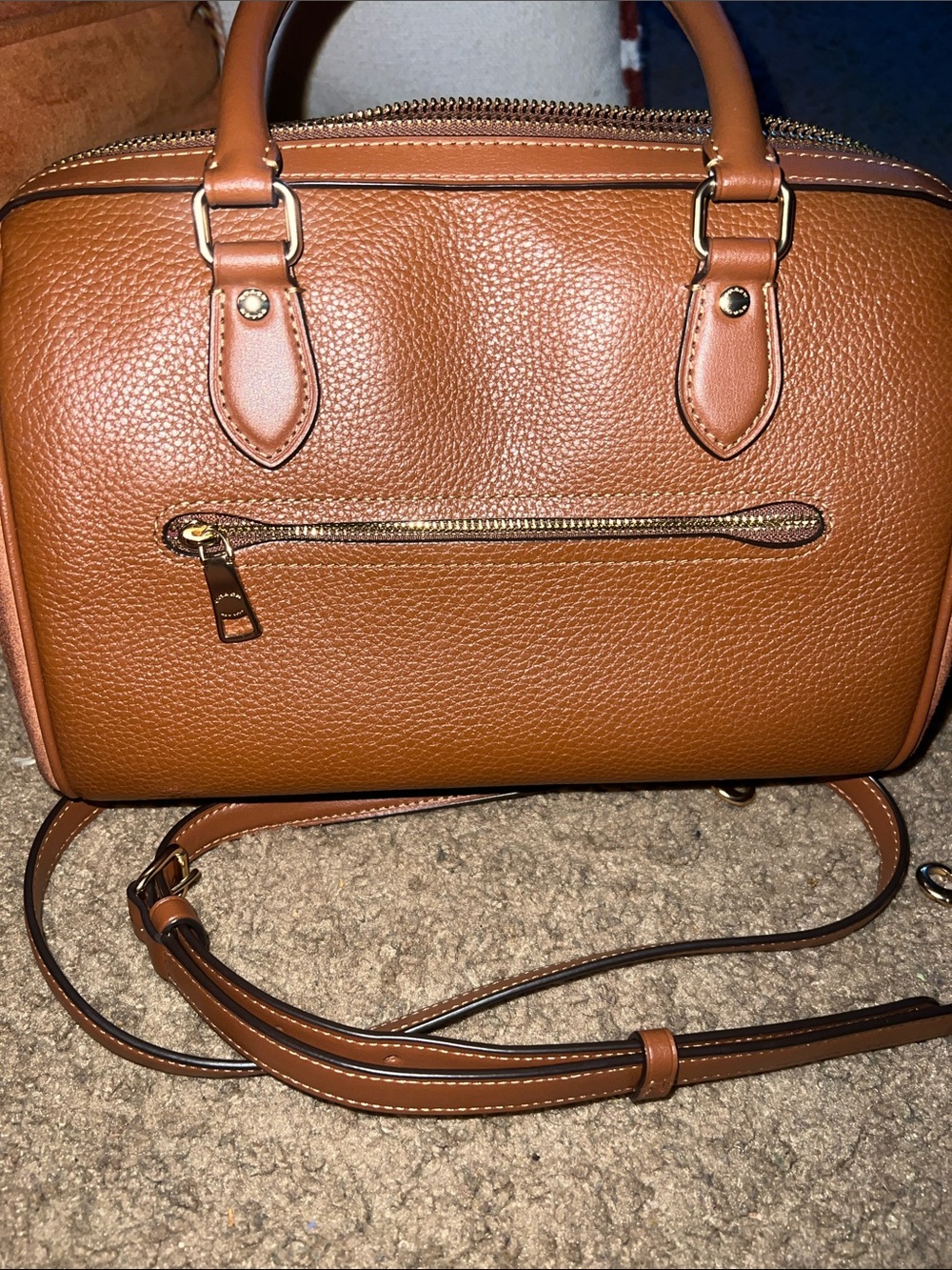 Coach Pebbled Leather Crossbody Satchel in Brown - Picture 6 of 6